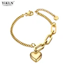 YiKLN титановый браслет из нержавеющей стали в богемном стиле пляжная цепочка браслет для женщин для девушек модный браслет с подвесками в виде сердца Pulseras YB20149
