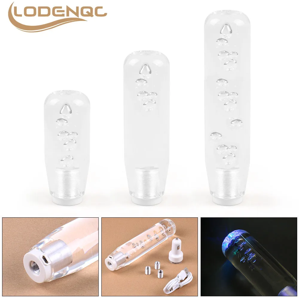 

Lodenqc 10/15/20CM Crystal Bubble Style Shift Knob Universal Manual Car Gear Shift Knob With LED Colorful Shifter Lever