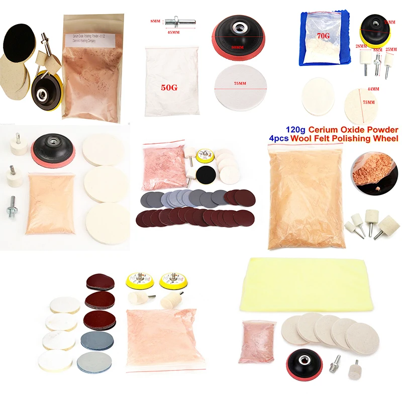 

Variety Glass Polishing Powder Kit For Deep Scratch Remover for Windscreen Windows Glass Cleaning Scratch Removal