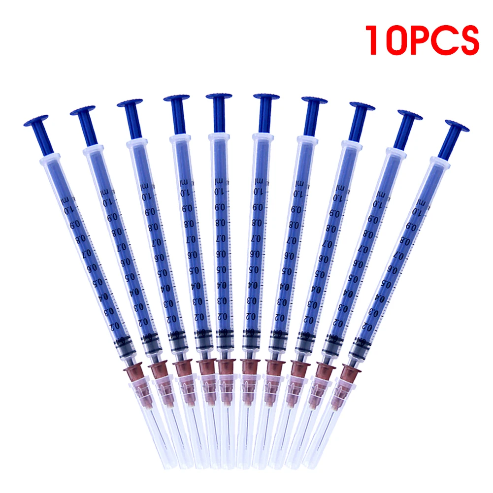 10/20/50Pcs Disposable Syringe with Needle 1ML Sterile Individual Package for Scientific Lab Refilling Feeding Liquid Measuring |