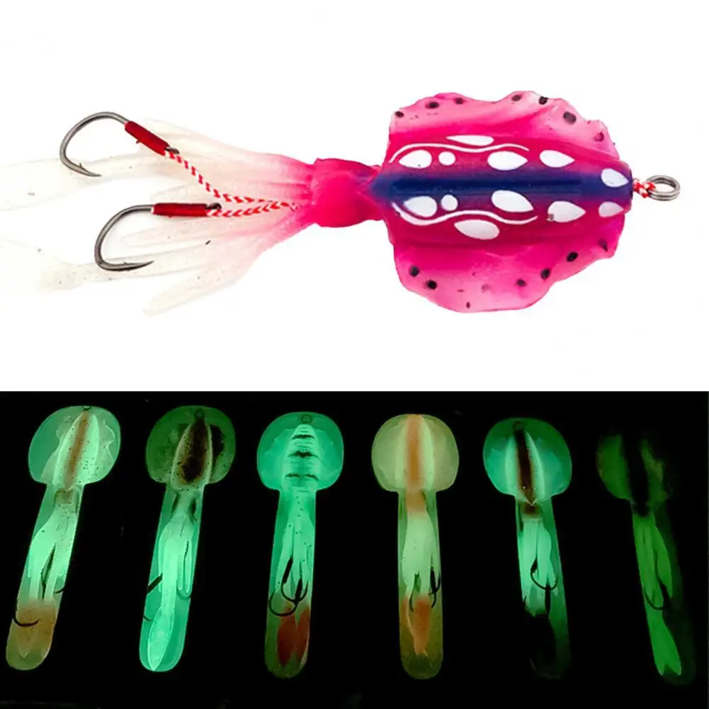 

60g/15cm Lure Luminous Soft Squid Lure Artificial Fake Fishing Bait for Angling Portable Luminous Swim Bait for Night Fishing