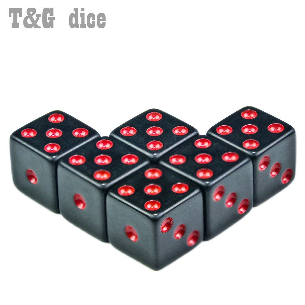 Черные игральные кости с красочным цифровым 6 шт./компл. 16 мм Новый s Cube D6