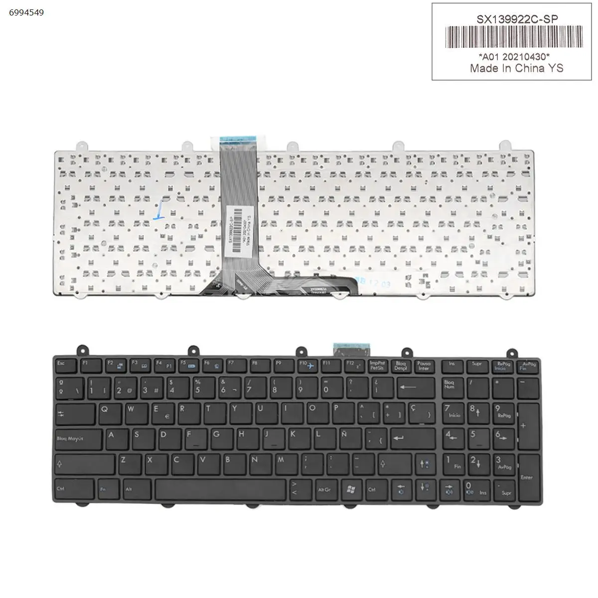 

New Spanish SP Laptop Keyboard for MSI GT60 GT70 GT780 GT783 GX780 SWN259A1 V139922AK BLACK FRAME BLACK Without Backlit