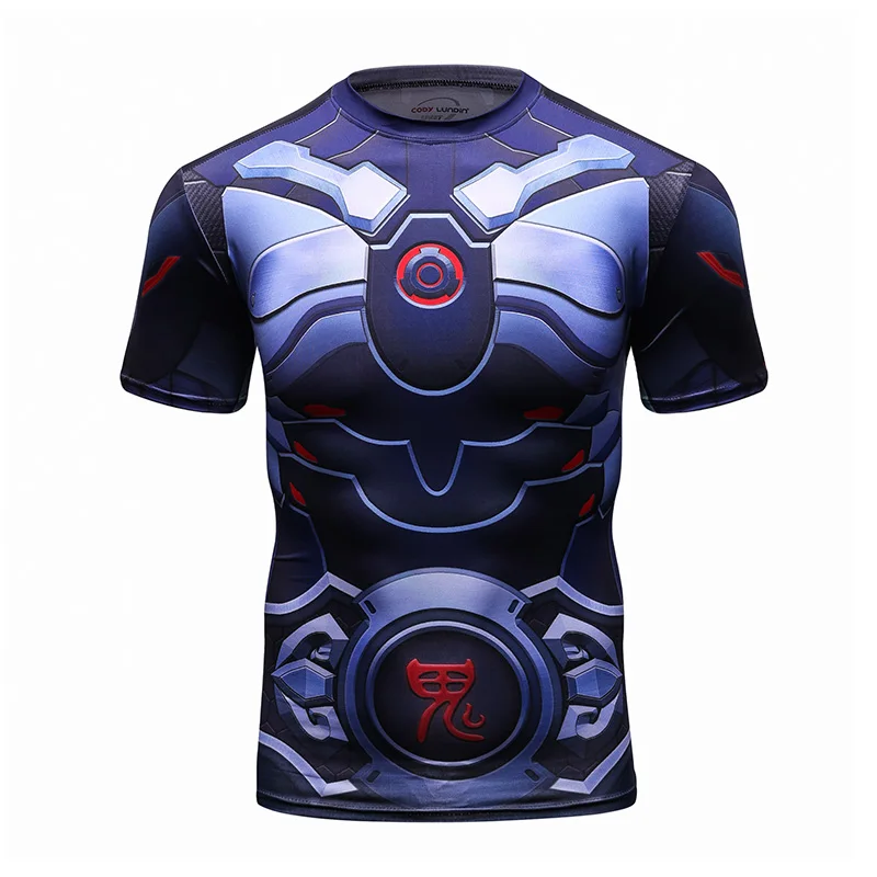 

Футболка мужская с цифровым мультяшным принтом, рубашка оверсайз для бега и занятий спортом на открытом воздухе, облегающая футболка для фи...