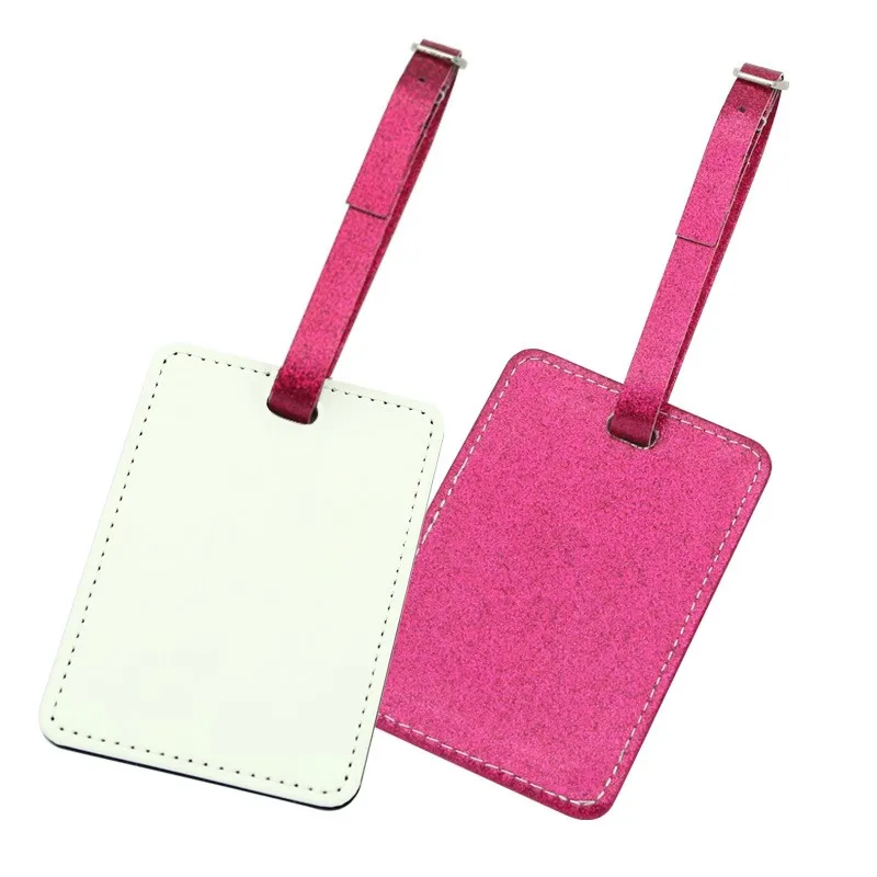 15pcs/lot sublimation Shiny PU luggage tag custom blank luggage tag diy custom consumables