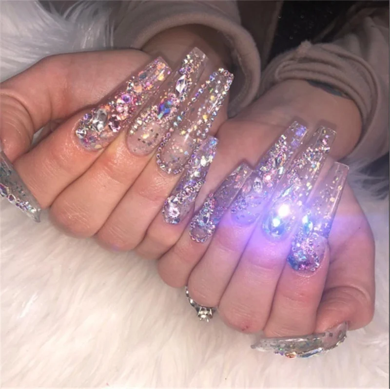 Ювелирные украшения с бриллиантами 12 квадратных коробок для маникюра|Стразы и