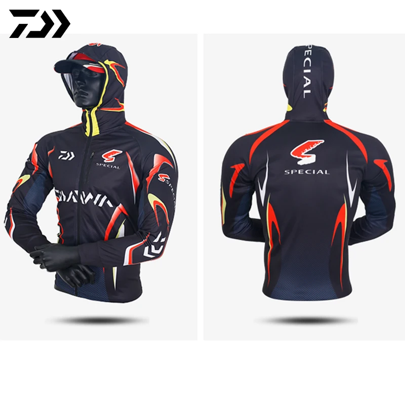 Летняя рыболовная майка Daiwa с капюшоном для мужчин дышащая солнцезащитная