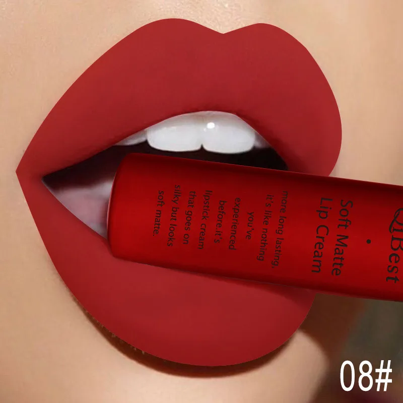 Q1617-08 Brand 34 colors Lip Gloss Long Lasting Red Lips Matte Lipstick Liquid Lip Tint Cosmetic Nude Velvet Lipstick Matte Lip Makeup - Цвет: Q1617-08