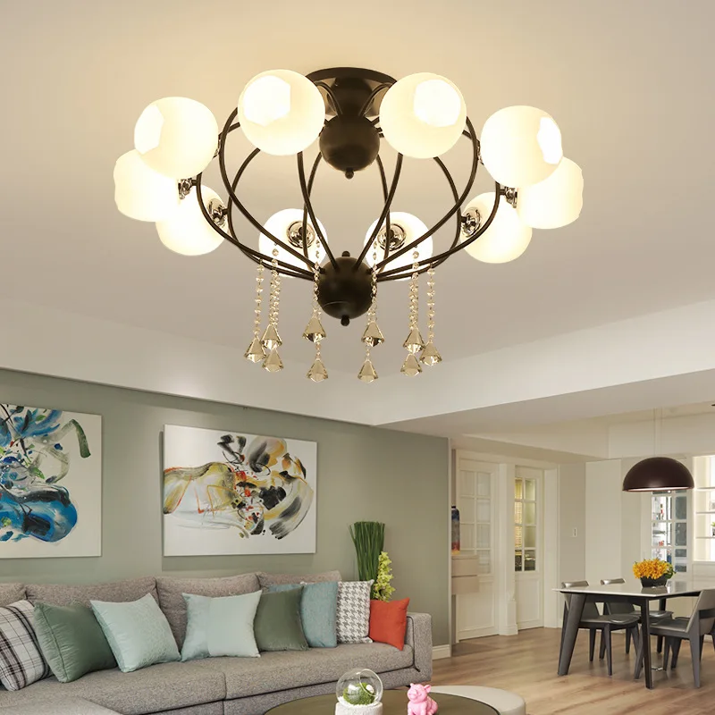 

Nordic Modern Luxury Ceiling Light LED Living Room Dining Bedroom Creative Glass Ball Crystal Iron Indoor Deco Ceiling Lighting