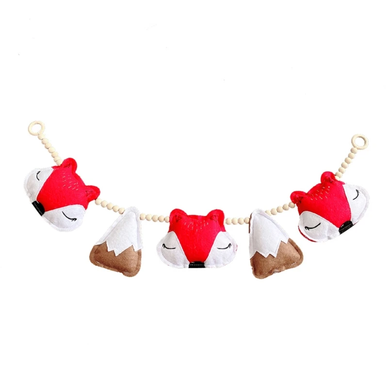 

Nordic Wooden Beads Garlands with Felt Animal Pendant Baby Wall Decor Hanging