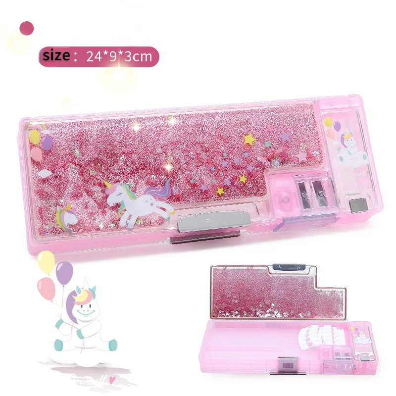 NEW 2022 Multi-function Quicksand Style Pencil Case Large-capacity Stationery Box Creative School Supplies Cute Kawaii Pen | Канцтовары