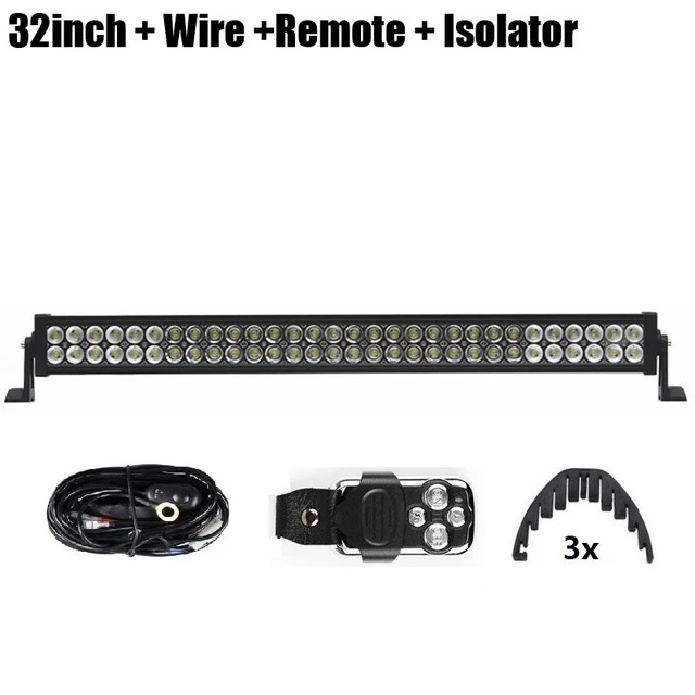 32in Remote Isolator 52 50 42 32 22 дюймов 300 Вт 288/240/180/120 Вт двухрядный прямой светодиодный светильник бар машина грузовик внедорожных Беспроводной дистанционного Управление монтажный комплект - Цвет: 32in Remote Isolator
