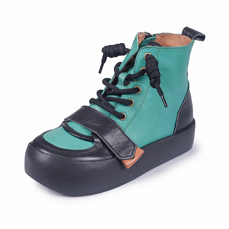 

Женские высокие ботинки из натуральной кожи, на платформе