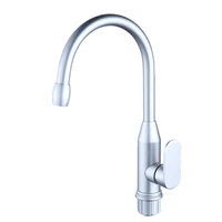 Cold and Hot Kitchen Faucet Silver Kitchen Sink Tap Single Hole 360 Degree Hollow Space Aluminum Faucets Water Mixer Tap Lv01018