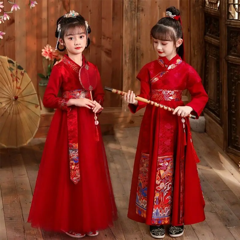 

Embroider HanFu Birthday Party Dress Traditional Chinese Photography Clothes Girls Hanfu Dress Cosplay