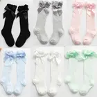Носки детские, летние, тонкие, с бантом, в Вертикальную Полоску