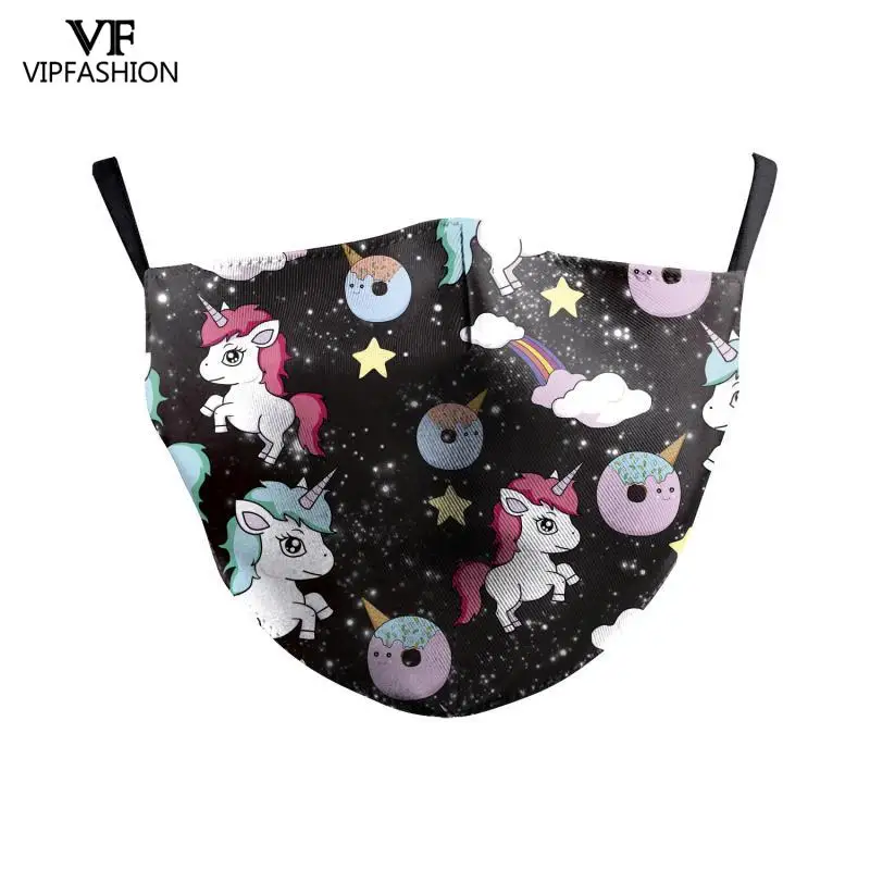 Маска VIP FASHAION для взрослых многоразовая моющаяся Тканевая маска с милым