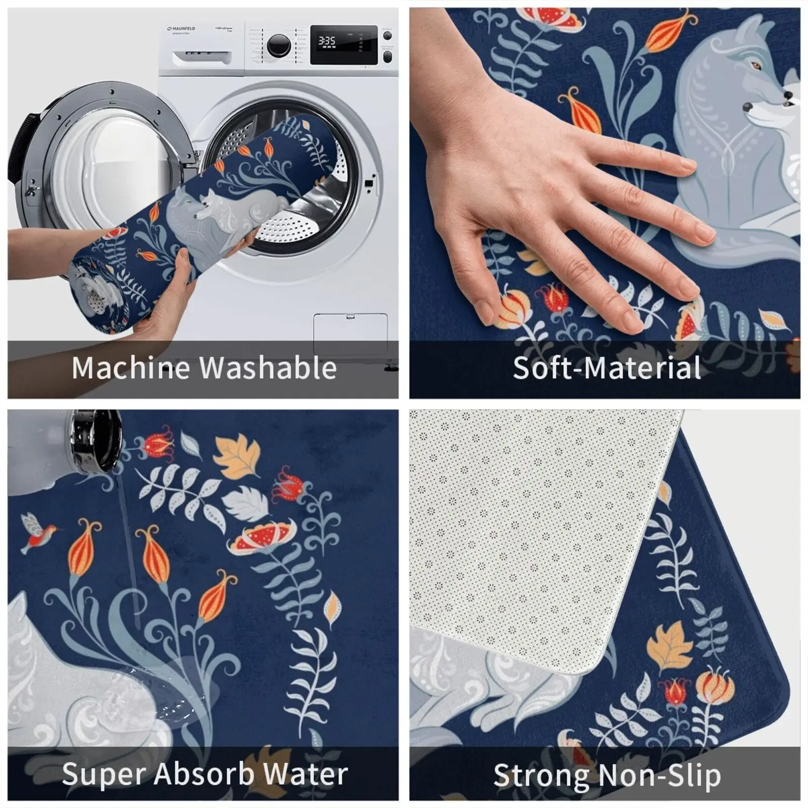 Волчья семья. Он и она. Народное искусство. Коврик Мягкий Нескользящий с рисунком