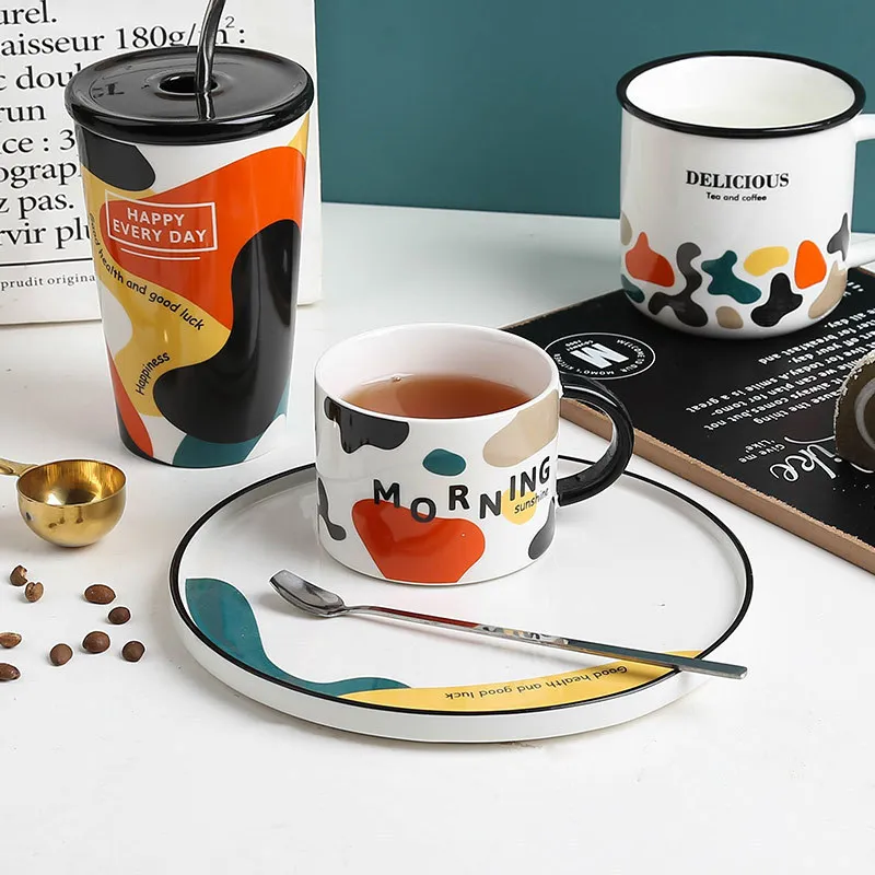 Креативный набор кофейных чашек с блюдцем керамическая чашка для завтрака