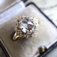 2021cute woman rings korean fashion gothic gold lace victorian white zircon marriage engagement ring gold jewelry anillos mujer