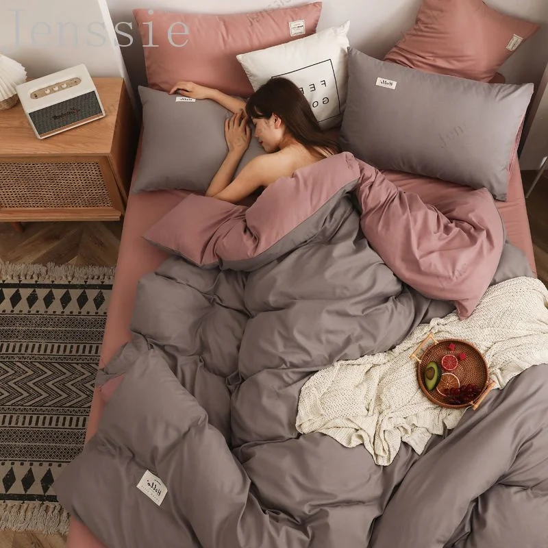 Матовый однотонный Комплект постельного белья из пододеяльника для общежития