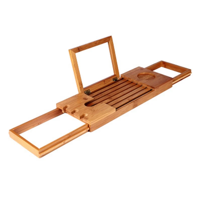 

Bathroom Shelf Organizer Rack Bamboo Bathtub Tray Expandable Multifunctional Bathroom Rack Book and Wine Holder