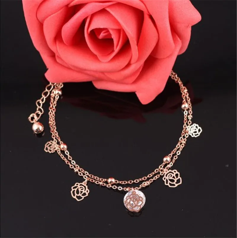 

new rose flower anklet ankle bracelets women cheap anklets Ankle Bracelet on a leg bracelet women's feet jewelry 1pcs WHOLESALE