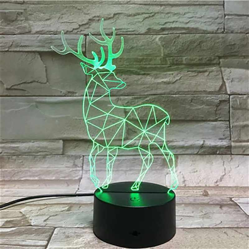 

Sika Deer Lamp Table LED Portable 3D Night Light Acrylic Nightlight Party Atmosphere Decoration Kids Boys Gift Bluetooth Base