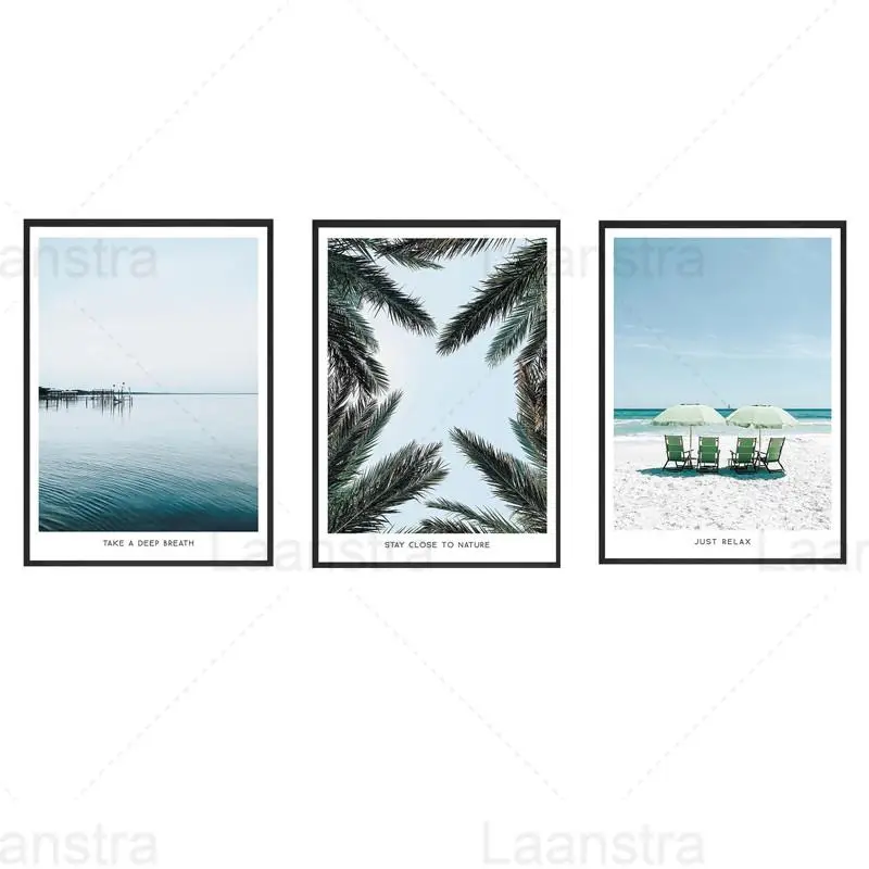 

Modern Seascape Poster Canvas Art Painting Nature Scenery Beach Relaxation Quote Canvas HD Print Home Decor Bedroom Living Room