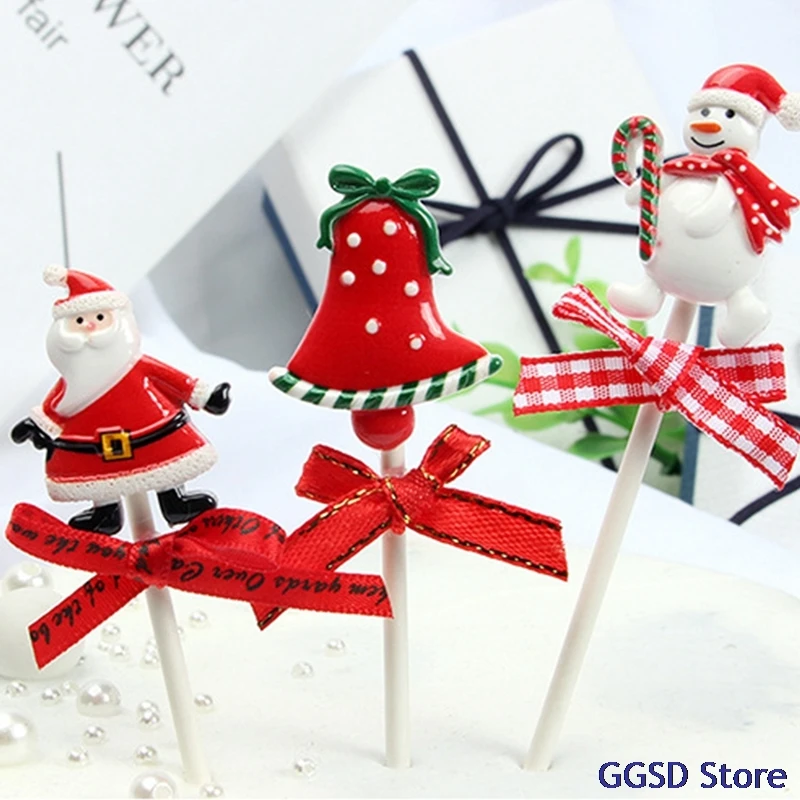 10 шт./компл. рождественские топперы для торта мультяшный снеговик Рождественская