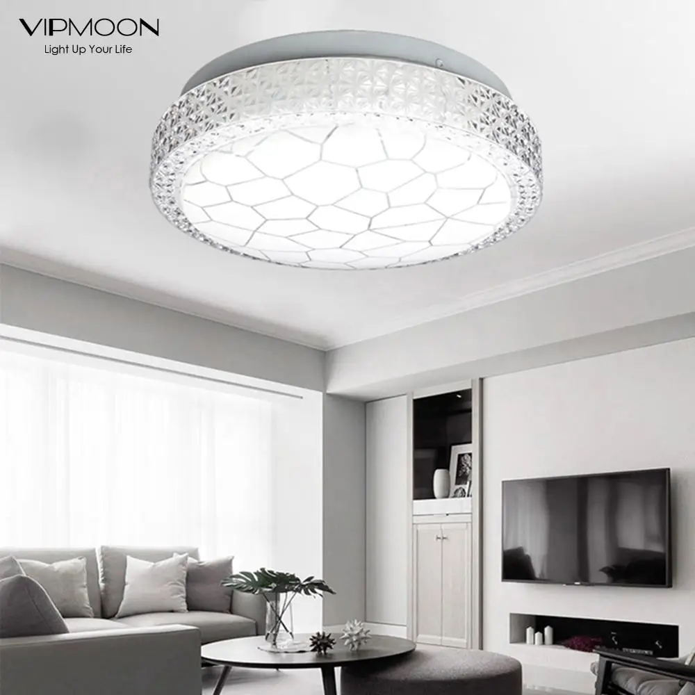 

VIPMOON 12W LED Flush Mount Ceiling Light Crystal Fixture Cool White 6500K 7.48 Inch for Hallway Bathroom Kitchen