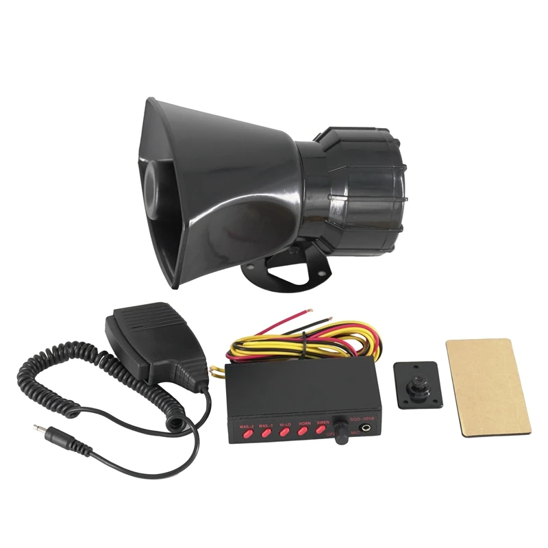 12V Police Siren Speaker 5 Tone Sound Volume Adjustment Vehicle Horn with Mic Loudspeaker Emergency Electronic PA System | Автомобили и