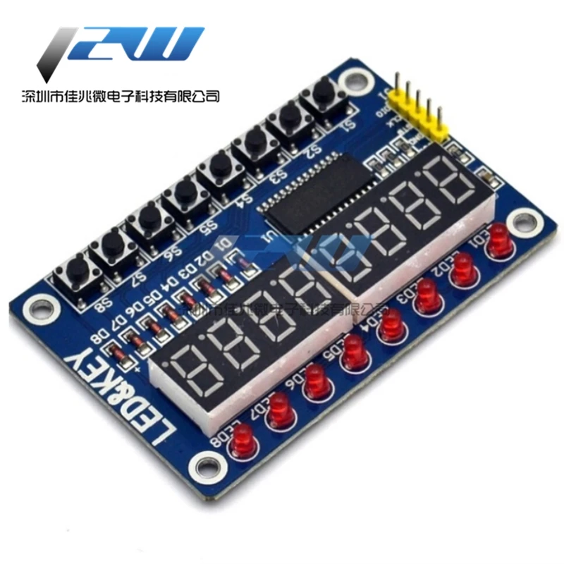 Модуль цифросветодиодный светодиодного дисплея TM1638 с клавиатурой (8-битная