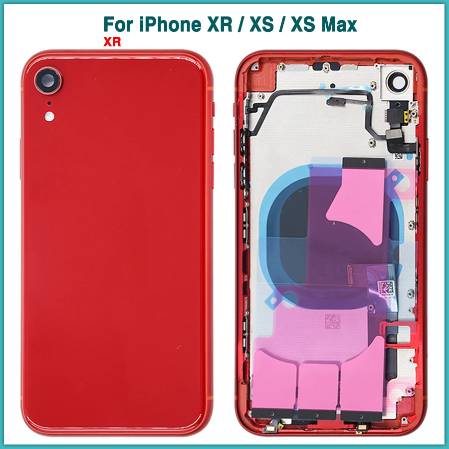 AAA+++ quality For iPhone XR XS MAX Battery Back Cover Door Rear + Mid Middle Frame Chassis With Flex Cable | Мобильные телефоны и
