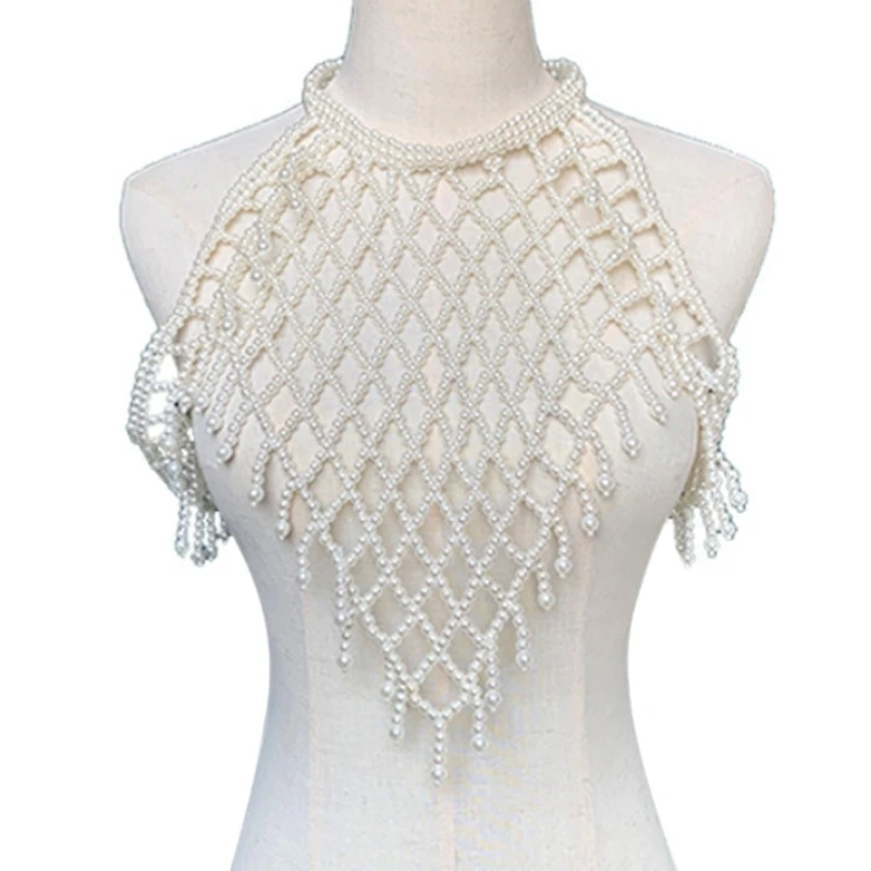 

Detachable Blouse Fake Collar Faux Pearl Beaded False Collars Choker NecklaceSummer Cloth Accessory 68UA