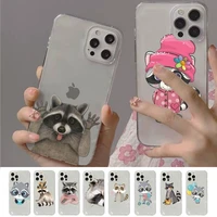 cartoon raccoon phone case for iphone 11 12 13 mini pro xs max 8 7 6 6s plus x 5s se 2020 xr