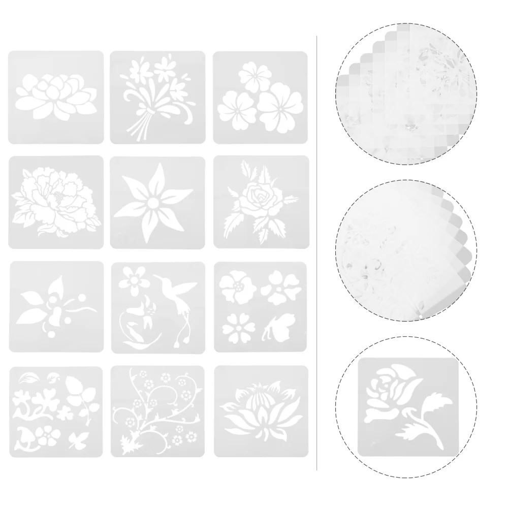 

16pcs Flower Bird Theme Painting Templates Decorative Kids Drawing Stencils