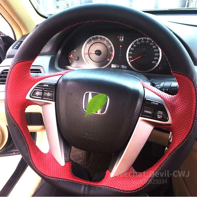 

For Honda Odyssey Steering Wheel Cover Hand-stitched Leather Grip Cover 2009 2010 2011 2012 2013 2014 Auto Accessories