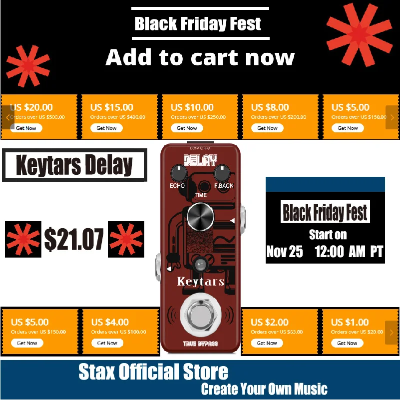 

Keytars LEF-314 Guitar Delay Pedal Analog Delay Guitar Effect Pedal Switching, Fully Vintage Delay True Bypass