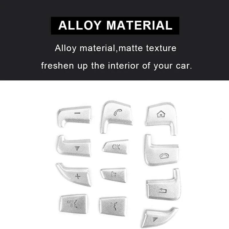 

for Benz C V GLC Class 2015-2020 Car Aluminum Steering Wheel Button Trim Cover Decoration Stickers Accessories