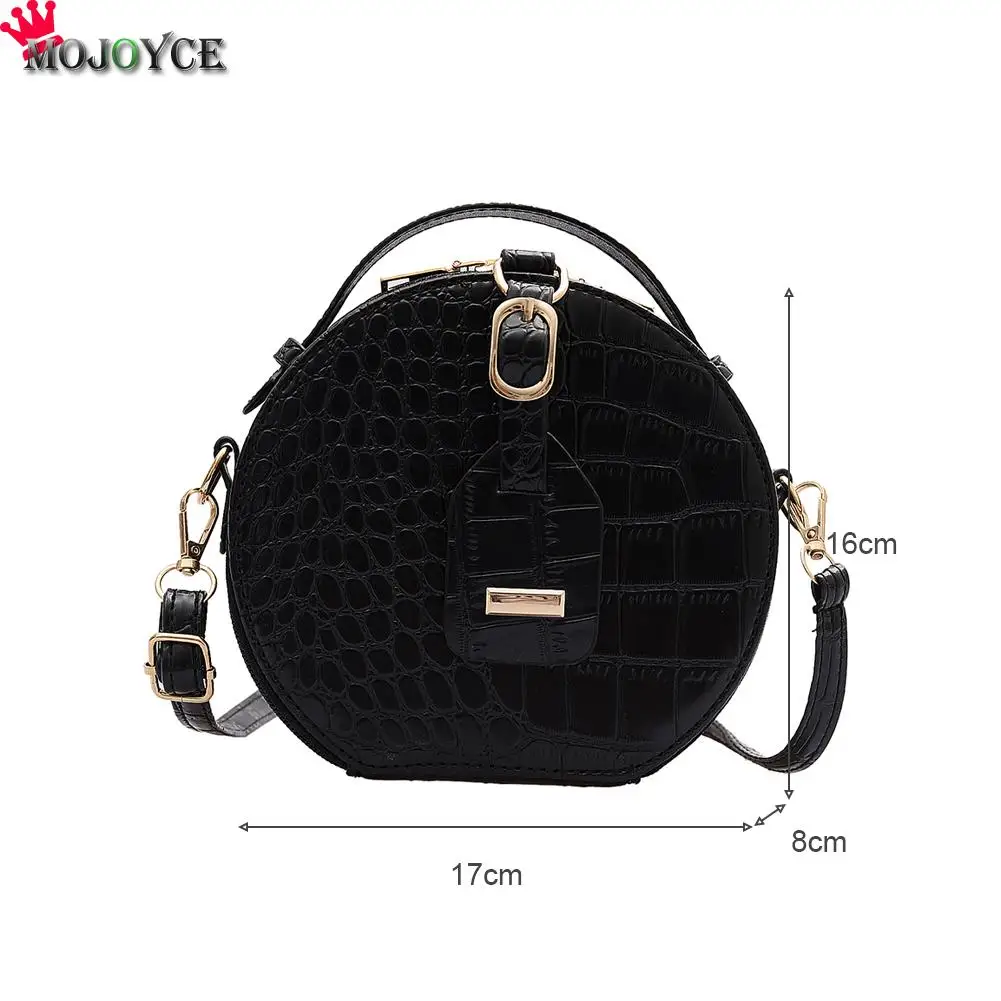 

Fashion Alligator PU Crossbody Bags Casual Retro Mini Shoulder Bag Women Round Circle Solid Shoulder Handbags