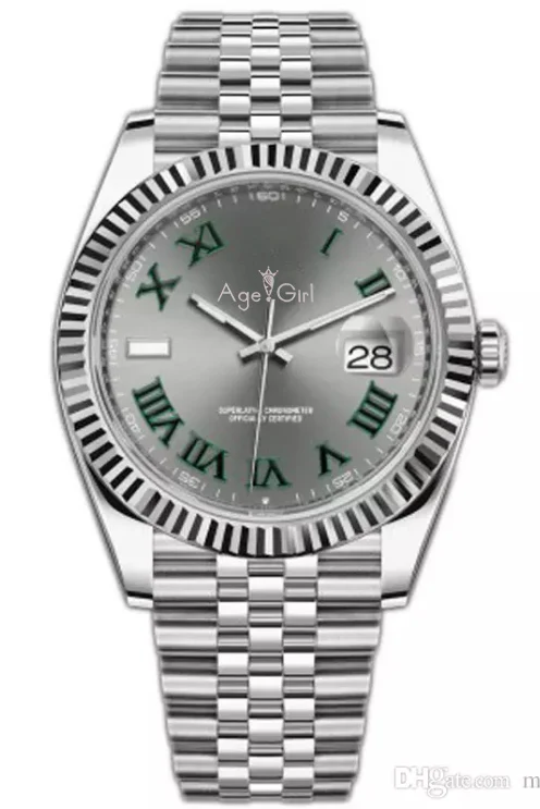 5 Роскошные брендовые Новые Мужские автоматические механические часы Datejust из нержавеющей стали сапфировые серебряные розовое золото Римский зеленый синий серый часы 41 мм - Цвет: 5