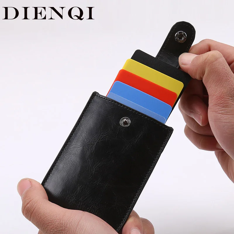 

DIENQI Rfid блокирующий держатель для карт, кошельки для мужчин и женщин, тонкий мини кошелек, сумка для денег, кошелек, черный, в три сложения, всплывающий, волшебный, тонкий кошелек, Walet