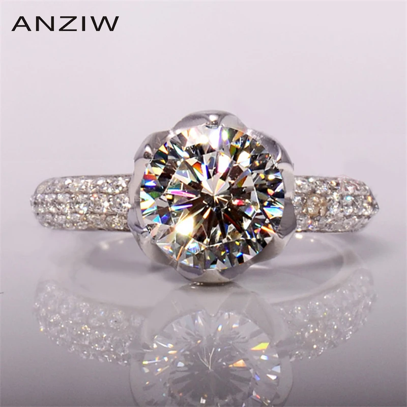 

Luxury 3 Carat Petals Halo Lotus Shaped Ring SONA Nscd Wedding Ring Women 100% Pure 925 Solid Sterling Silver Engagement Ring