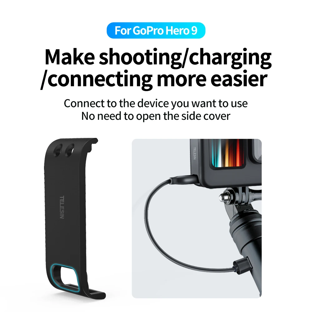 NEW For GoPro 9 Battery Side Cover Lid Removable Easy Type-C Charging Port Go Pro Hero Black Action Cam Accessories | Электроника