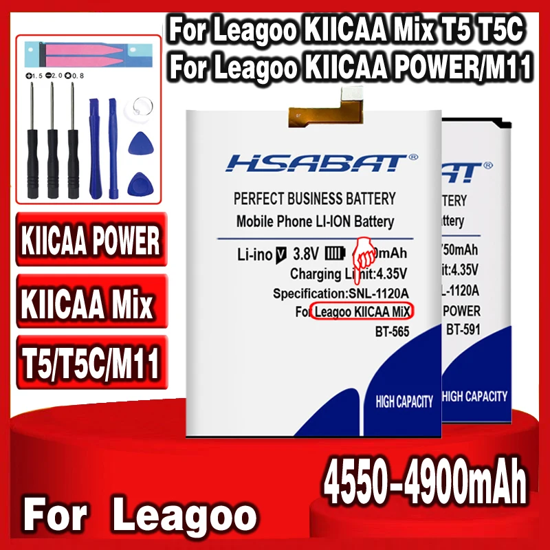 Аккумуляторная батарея HSABAT для Leagoo KIICAA Mix T5 T5C 4750 мА · ч LEAGOO POWER 4800 M11|Аккумуляторы