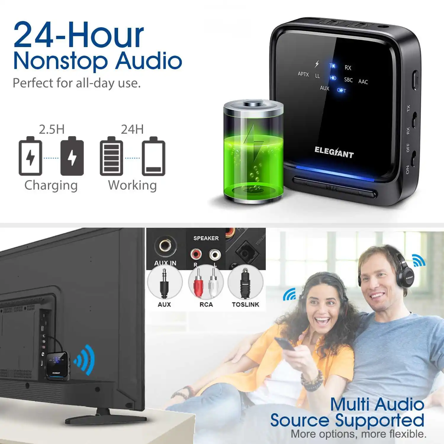 

HD LL bluetooth 5.0 Audio Receiver Transmitter RCA 3.5mm Jack AUX Adapter with Mic for TV Car PC Laptop Stereo Headphone Speaker