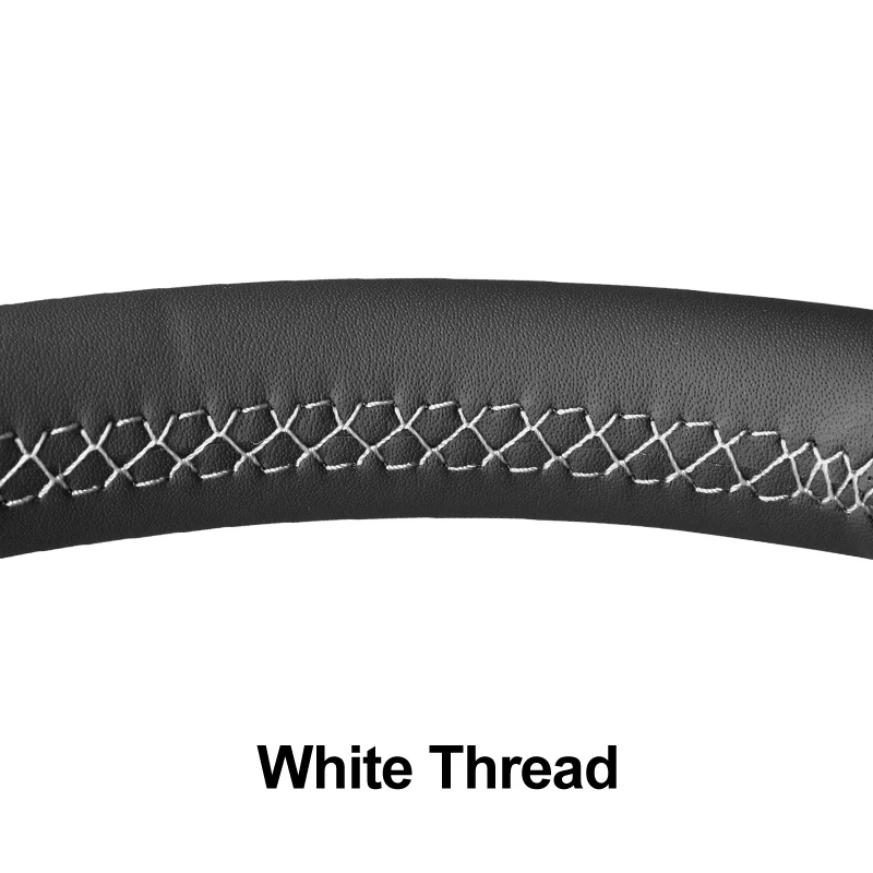 White Thread Ручной стежок черный искусственный кожаный чехол рулевого колеса автомобиля для Nissan X-Trail Qashqai Rogue(Sport) Leaf Kicks Altima Micra - Название цвета: White Thread