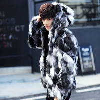 winter male fur overcoat mens fur coats with hood furparka oversized men fur overcoat warm faux fur jacket men