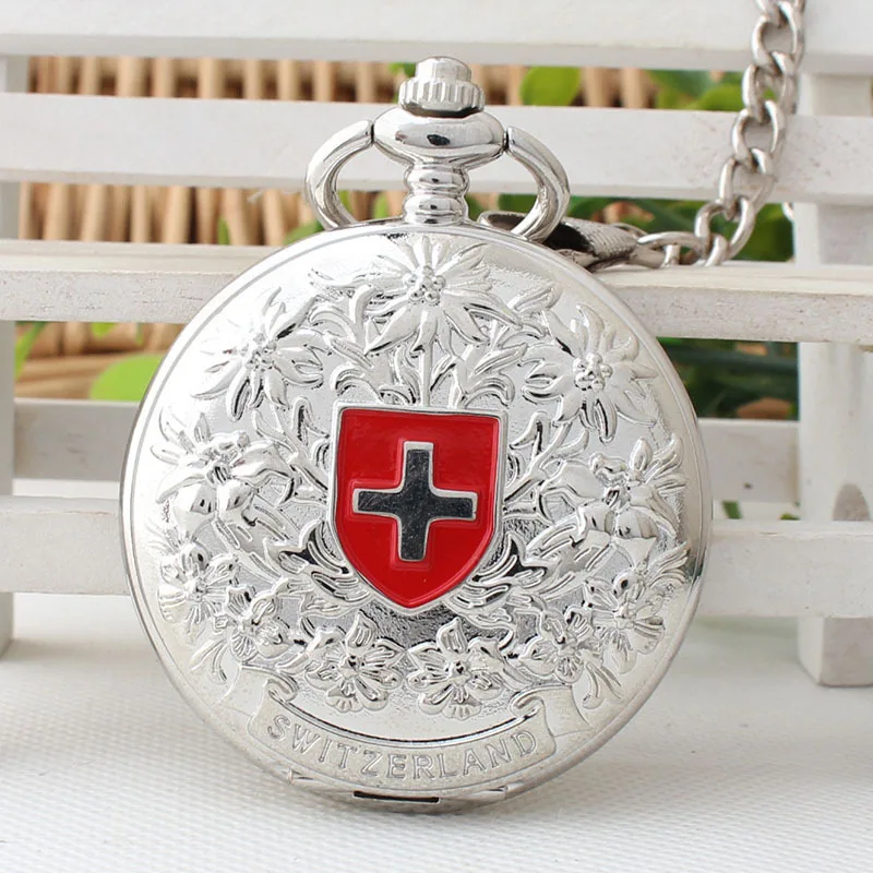white Серебряные антикварные Механические карманные часы ретро ручной работы Швейцарский Красный Крест классические мужские и женские подарок на день рождения TJX078 - Цвет: white